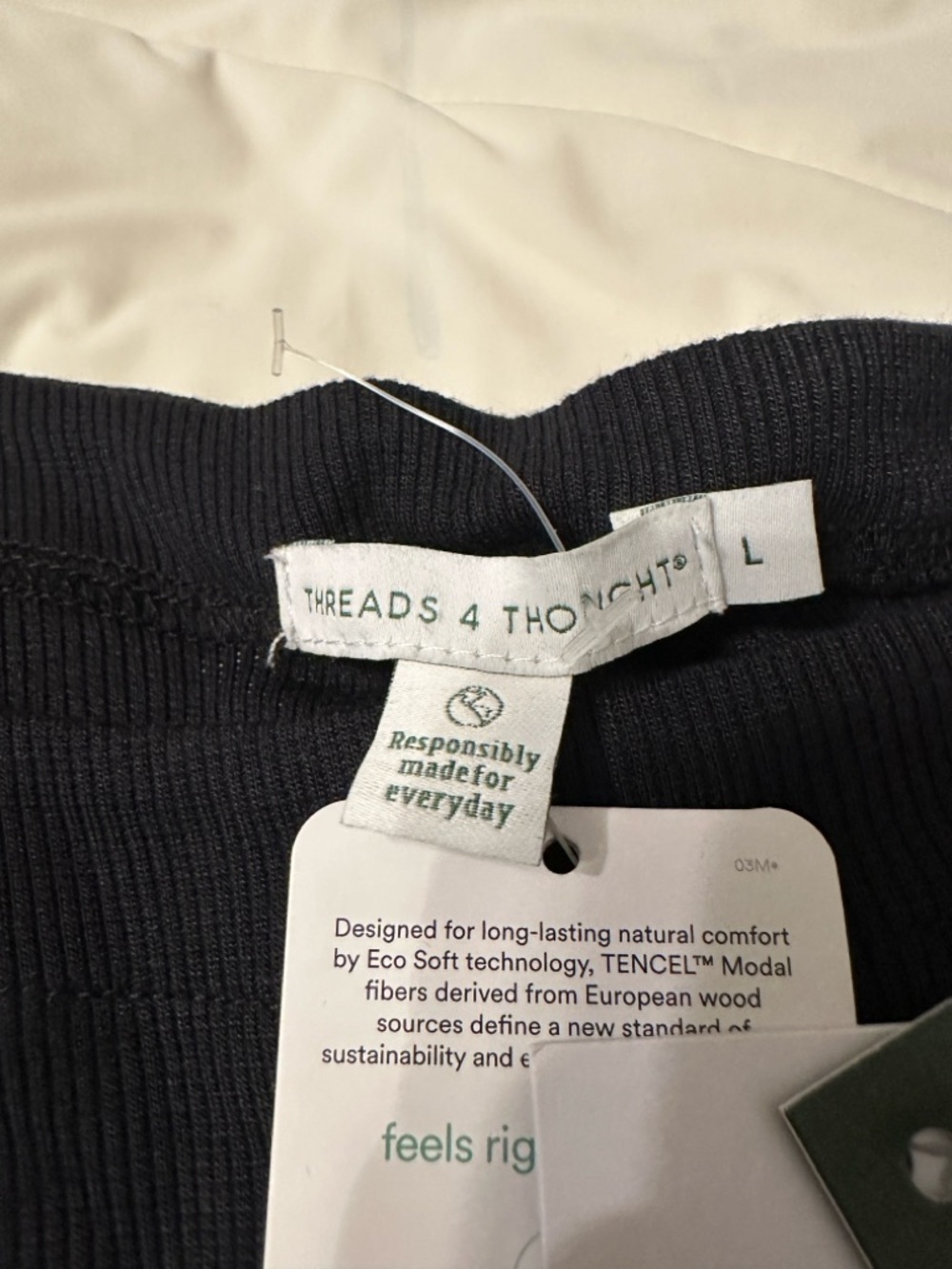 Threads 4 Thought Black Leoni Off-Shoulder Ribbed Tee - NWT - Size L - Picture 8 of 12